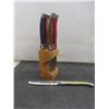 Image 18 : Two Pewter Mugs With Glass Bottoms, Brass Bells, Barrel Spigot, Desk Clock, Steak Knives, And More