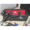 Image 2 : Husky Tool Bag Filled With Pulleys, Knee Pads, Clips, Shelf Brackets, Casters, Hinges, Door Knobs,