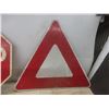 Image 10 : Two Metal Street Signs - Stop Sign () + Triangular Warning Sign ()