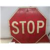 Image 2 : Two Metal Street Signs - Stop Sign () + Triangular Warning Sign ()