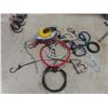 Image 11 : Husky Tool Bag Filled With Pulleys, Bungee Cords, Allen Keys, Wire, And Safety Glasses