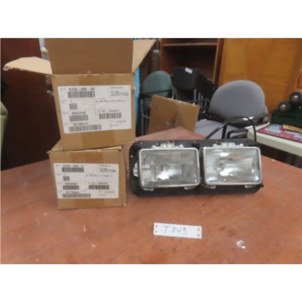 New Dual Square Headlight Assembly For Big Rig Or Tractor, Left And Right Sides