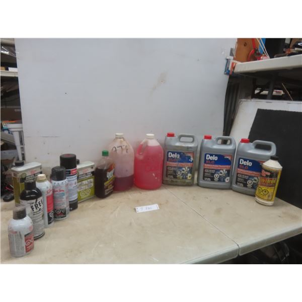 Fluids Lot Including 3 Delco Antifreeze, Brake Cleaner, Sea Foam Spray, And Diesel Fuel Conditioner
