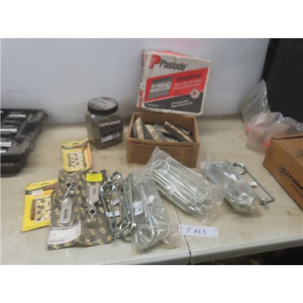 Paslode Strip Nails, 2" Screws, Safety Pins +