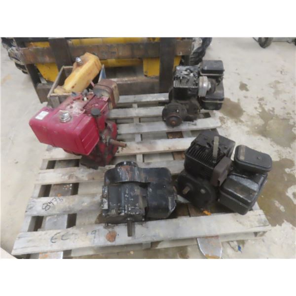 Pallet Lot Including Four Gas Engines (5 HP And 8 HP) With Crate Of Extra Parts
