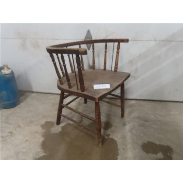 Vintage Oak Barrel-Style Chair