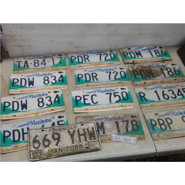 Thirteen Manitoba License Plates