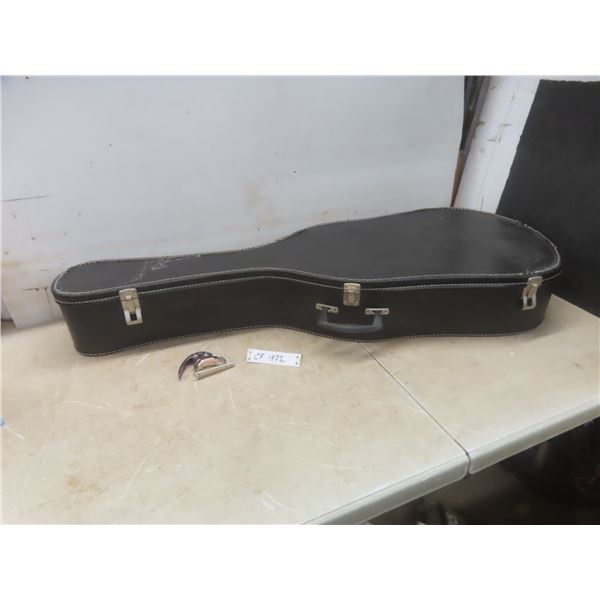 Acoustic Hard-Sided Guitar Case 42" Long and Spring Lever Capo