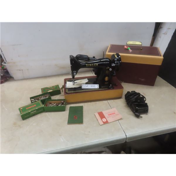 Vintage Singer Electric Sewing Machine Model 15-90 With Accessories and Manual