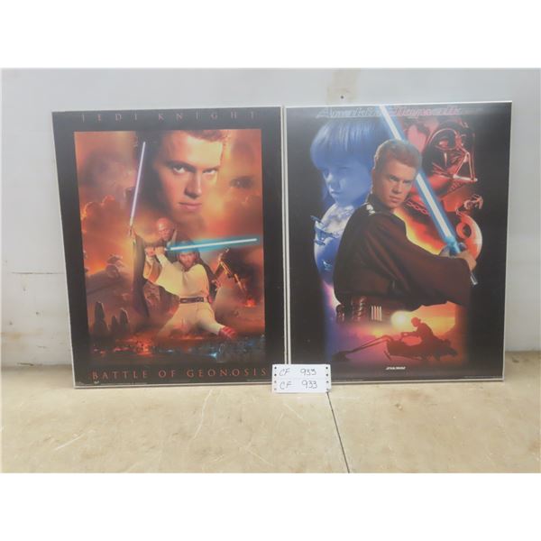 Two Hardboard Pictures Featuring Jedi Knight Anakin Skywalker 20" x 16"