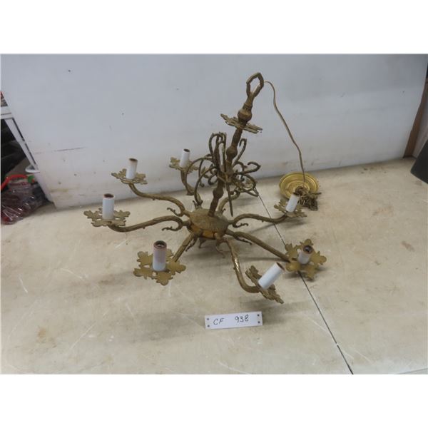 Vintage Spanish-Style Brass Eight-Arm Chandelier