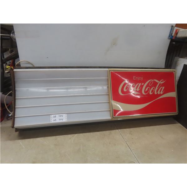 Vintage Coca-Cola Light-Up Menu Board Sign 17 1/2" x 49 1/2" x 6 3/4"