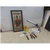 Image 1 : Jack Daniel Sign 21" x 10", Four Piece Bar Tools, Metal Replica Flintlock Pistol Display