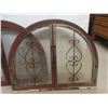 Image 2 : Two Antique Wrought Iron Arched Transom Fireplace Grills, One With Glass and One With Mesh, "