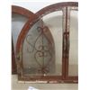 Image 4 : Two Antique Wrought Iron Arched Transom Fireplace Grills, One With Glass and One With Mesh, "