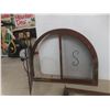 Image 7 : Two Antique Wrought Iron Arched Transom Fireplace Grills, One With Glass and One With Mesh, "
