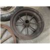 Image 5 : Vintage Spoked Wheel 25" Across, Eight Steel Spoked Rim 16 1/2", and Wood Spoke Wheel 24"