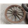 Image 8 : Vintage Spoked Wheel 25" Across, Eight Steel Spoked Rim 16 1/2", and Wood Spoke Wheel 24"