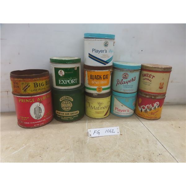 Ten Tobacco Tins: Export, Players, Sweet Cap, Big Ben, and More