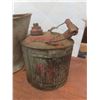 Image 15 : Antique Torch, Jack, Pulley, Gas Can, Water Sprinkler, Coal Bucket, and Oiler