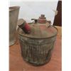 Image 16 : Antique Torch, Jack, Pulley, Gas Can, Water Sprinkler, Coal Bucket, and Oiler