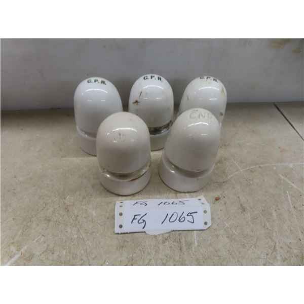 Five White Porcelain Electrical Insulators CPR and CNR