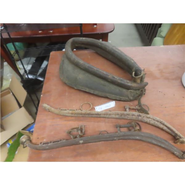 Antique Leather Horse Collar and Two Horse Hames