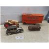 Image 1 : Tonka Pressed Allis Chalmers, Van Lines Tractor Section, Case Tractor, Rusty Wind-Up Train,
