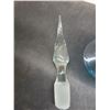 Image 3 : Vintage Empoli-Style Handblown Blue Glass Decanter With Stopper and Twisted Handle, Murano-Style Cu