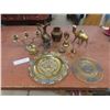 Image 1 : Brass Display Plates, Pitcher, Bell, Figures, Candlestick Holders, and More