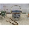 Image 4 : Vintage Jeanette Hellenic Pattern Glass Bowl &  Set of Glasses In Holder, Hazel-Atlas Ice Bucket and