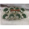 Image 8 : Vintage Jeanette Hellenic Pattern Glass Bowl &  Set of Glasses In Holder, Hazel-Atlas Ice Bucket and