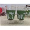 Image 9 : Vintage Jeanette Hellenic Pattern Glass Bowl &  Set of Glasses In Holder, Hazel-Atlas Ice Bucket and