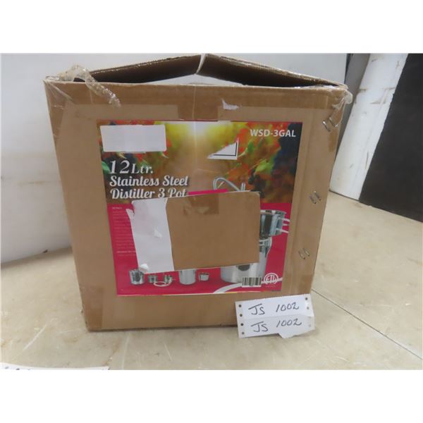 Twelve-Litre Stainless Steel Distiller Three Pot Set - New or Store Return