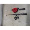 Image 7 : Six Ice Fishing Rods, Reel, and Straining Ladle
