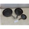 Image 1 : Three Cast Iron Fry Pans 11 1/2", 8", and 4"