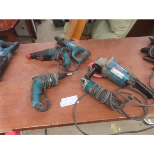 Five Makita Power Tools: Disc Grinders, Hammer Drills, Drywall Screwdriver