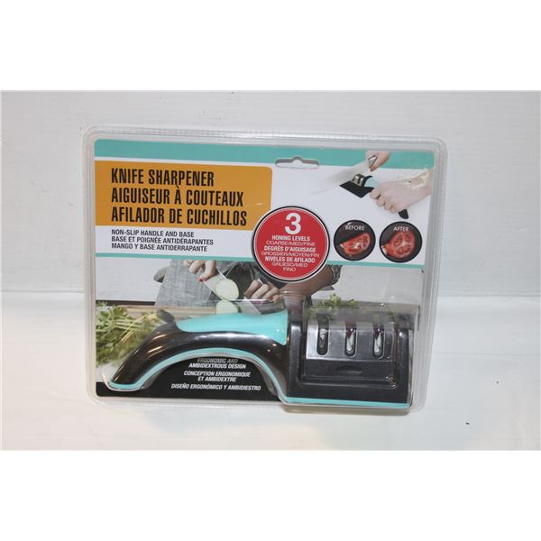 NEW 3 STAGE KNIFE SHARPENER - NON-SLIP BASE