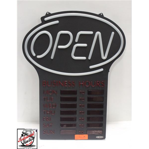 BAILIFF SEIZURE:NEWON LED OPEN SIGN W/ HOURS