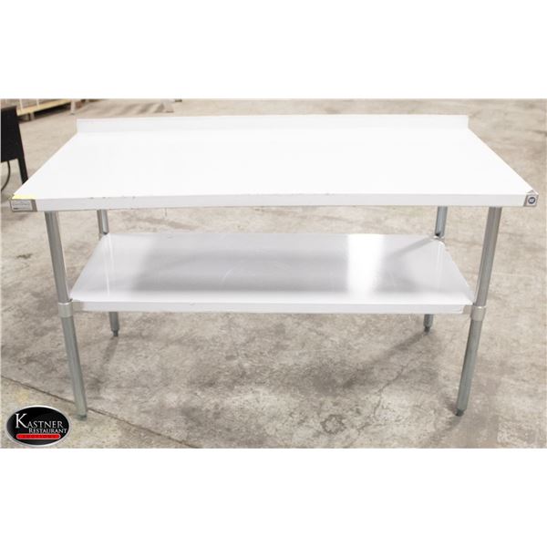 NEW 30" X 60" S/S WORK TABLE W/ 2" BACK SPLASH &