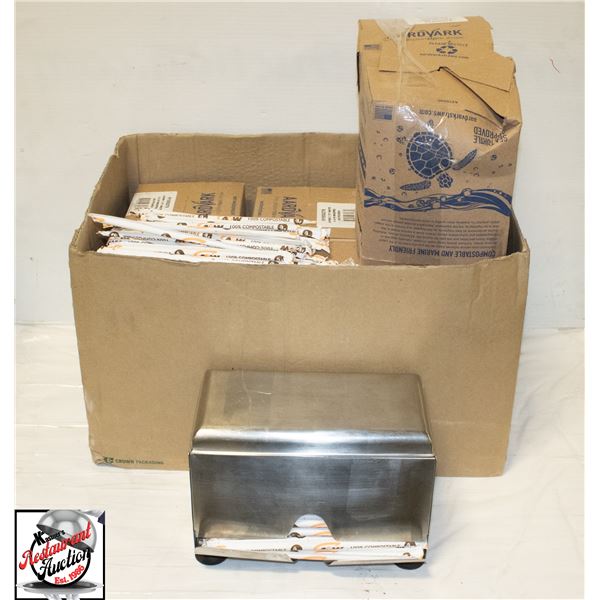 S/S STRAW DISPENSER W/ APPROX 3200 7.75" PAPER