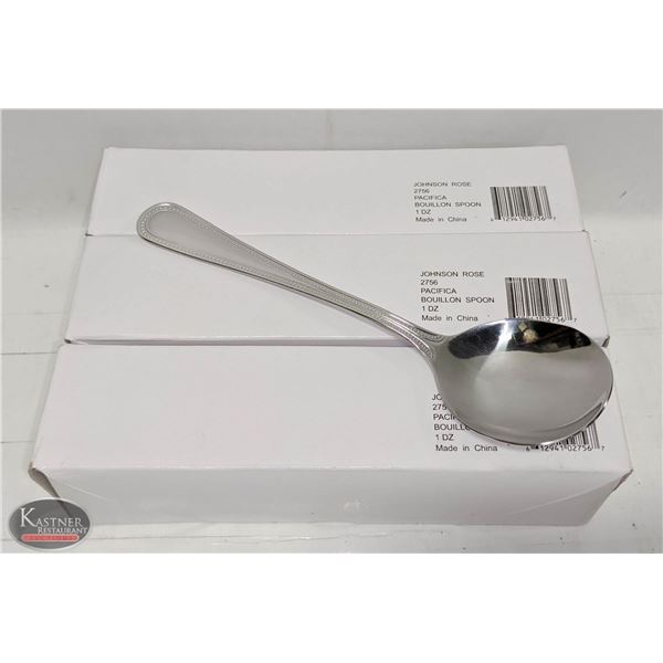 36 NEW JOHNSON ROSE PACIFICA BOUILON SPOONS