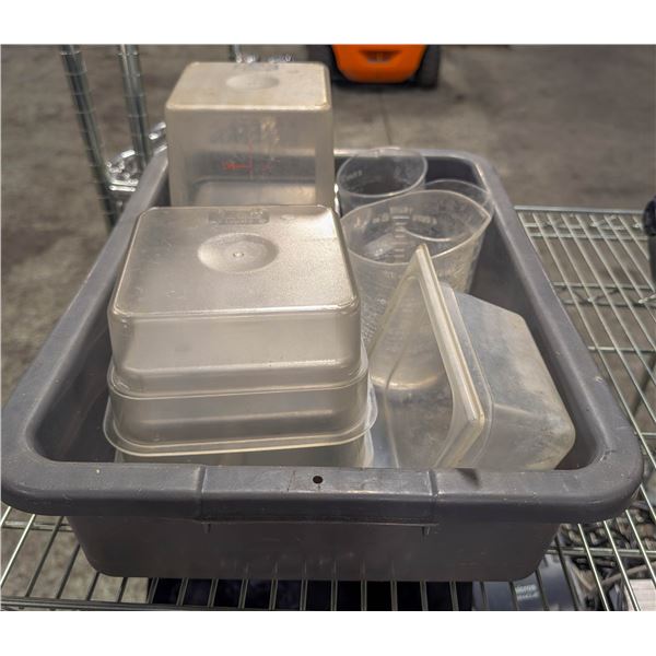 BAILIFF SEIZURE: TOTE OF ASSORTED POLY CARB BINS &