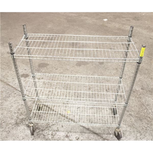 3 TIER STORAGE RACK ON CASTERS 36" X 14" X 40"