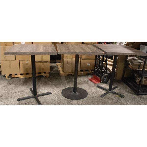 LOT OF THREE 34" X 34" X 42.5" BAR TABLES