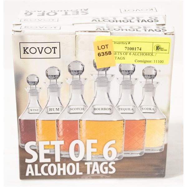THREE SETS OF 6 ALCHOHOL / LIQUOR TAGS