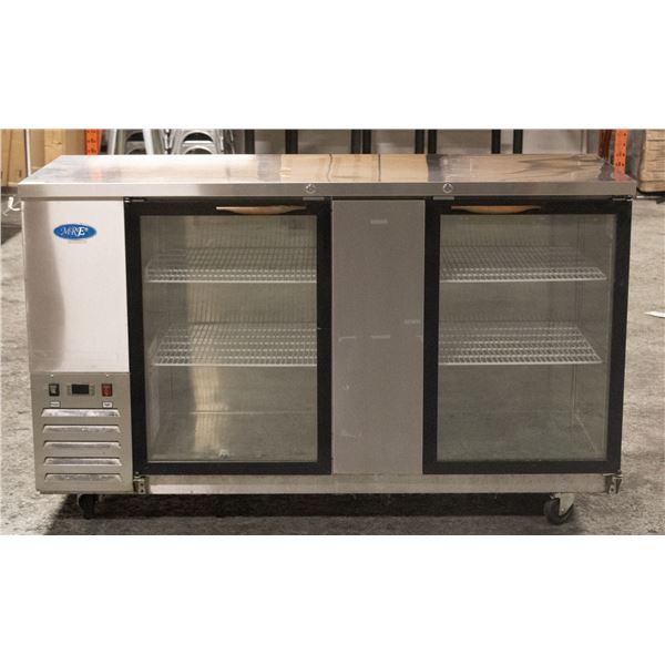 MRE 68" GLASS DOOR BACK BAR COOLER ON CASTORS