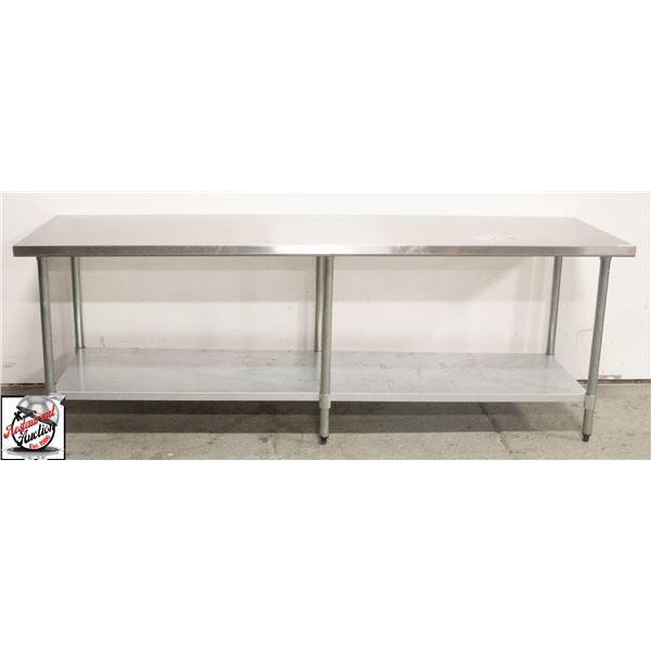 96" X 30" X 34" STAINLESS STEEL WORK TABLE W/