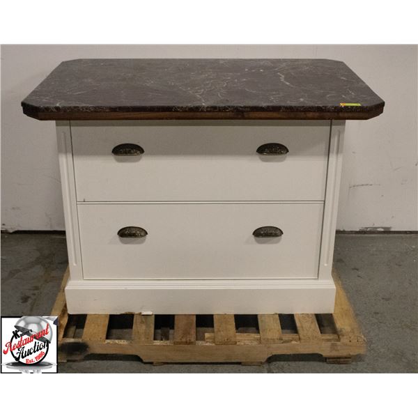 GRANITE TOP SERVING TABLE W/ 2 DRAWERS