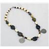 Image 1 : Green Turquoise Silver Bone Bead Necklace with Middle Eastern Coins